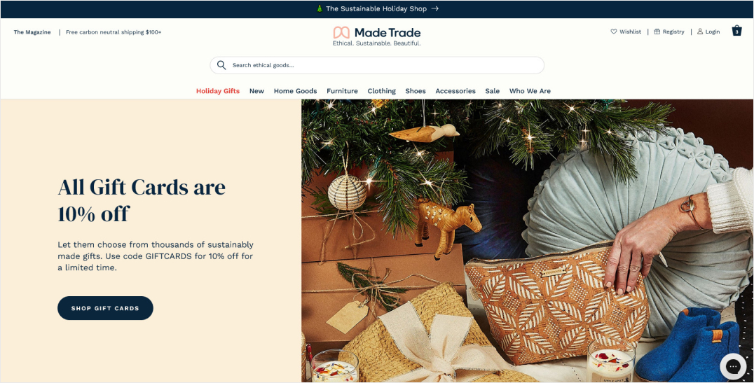 An eco eShop with a fresh natural design