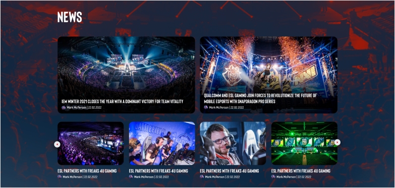 News section of a website with a lot of pictures and headings