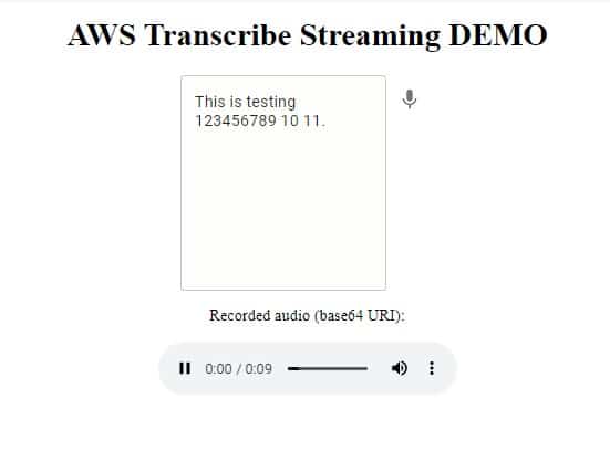 AWS transcribe streaming demo