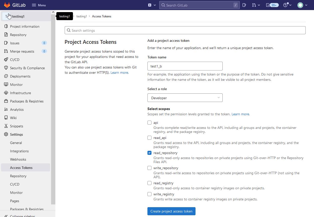 GitLab dashboard