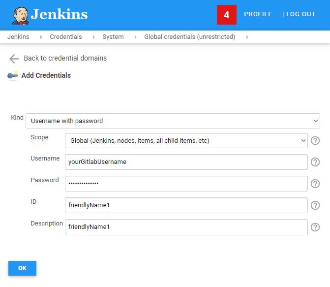 Jenkins credentials' subsite with user data