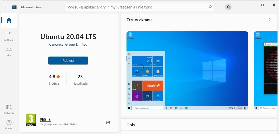 Ubuntu in Microsoft Store