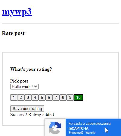 Simple website with a rating form and reCAPTCHA 