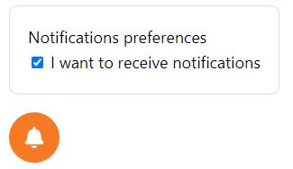 Checkbox with text and an orange and white bell button