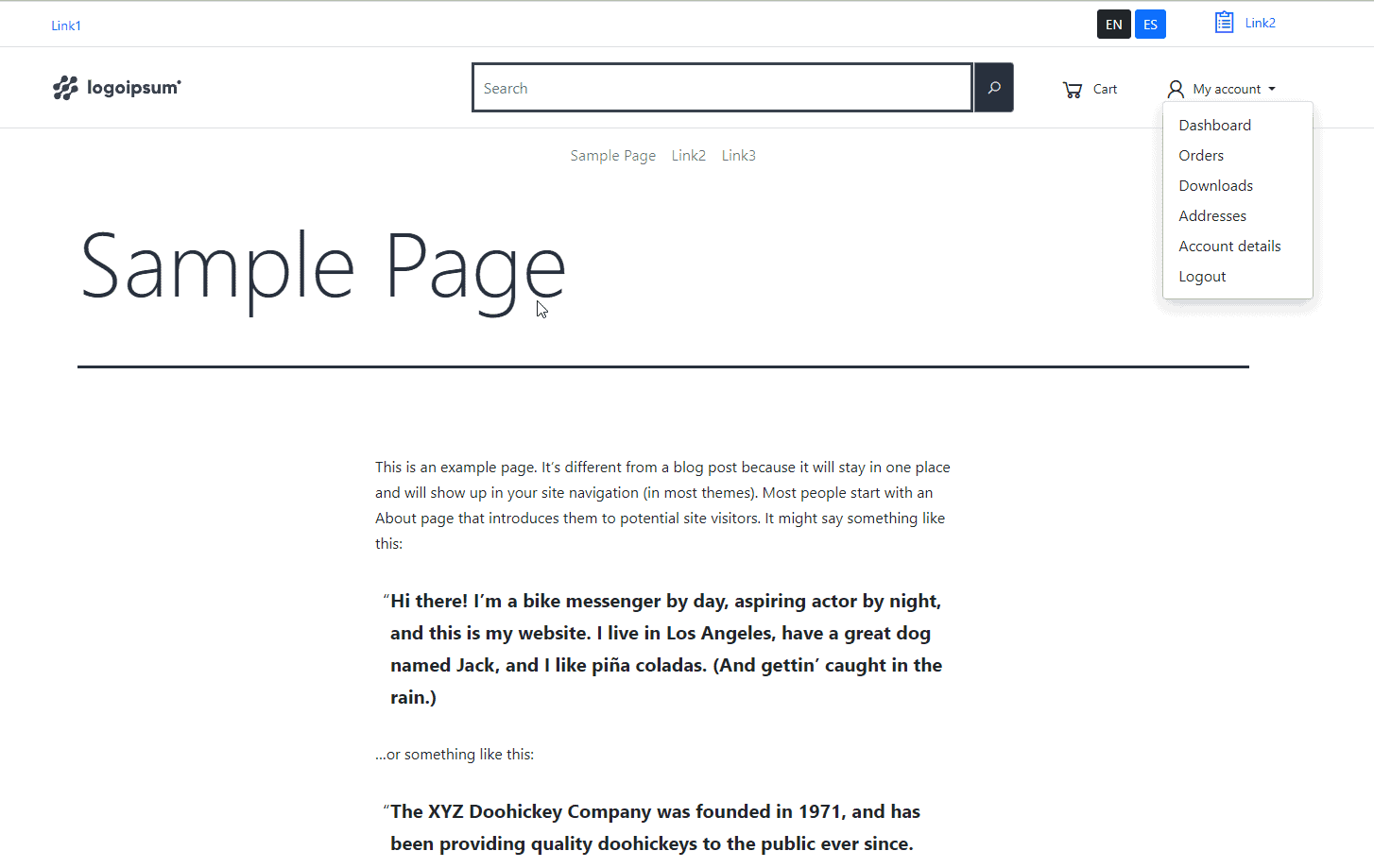 Website preview with black text over white background