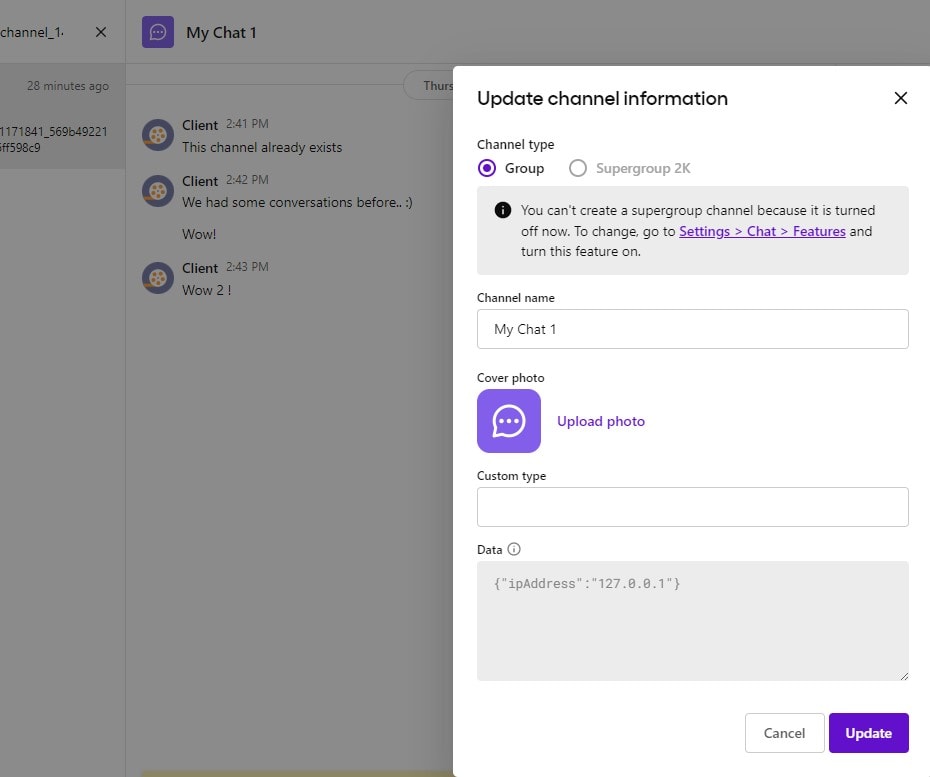 Configuration panel with text, text boxes, code and buttons