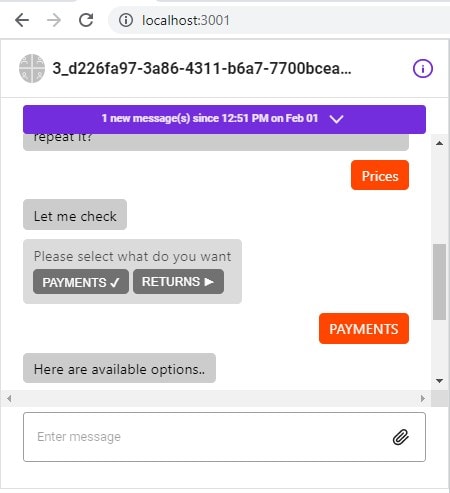 chat window with a conversation