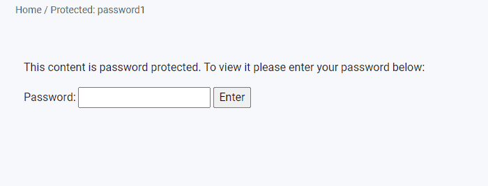 Password protection window with a box to type in the password