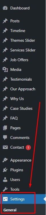 WordPress options panel