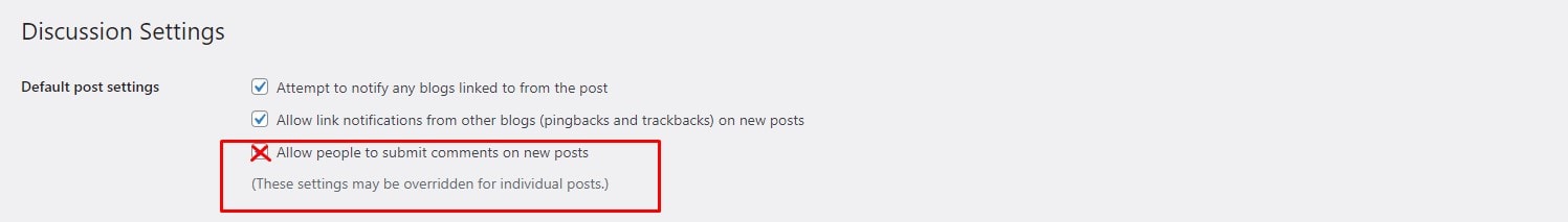 WordPress discussion settings
