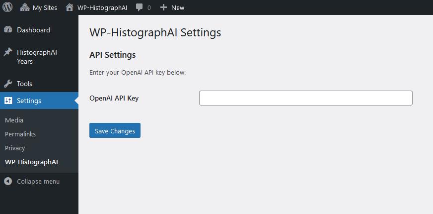 WordPress dashboard with settings window