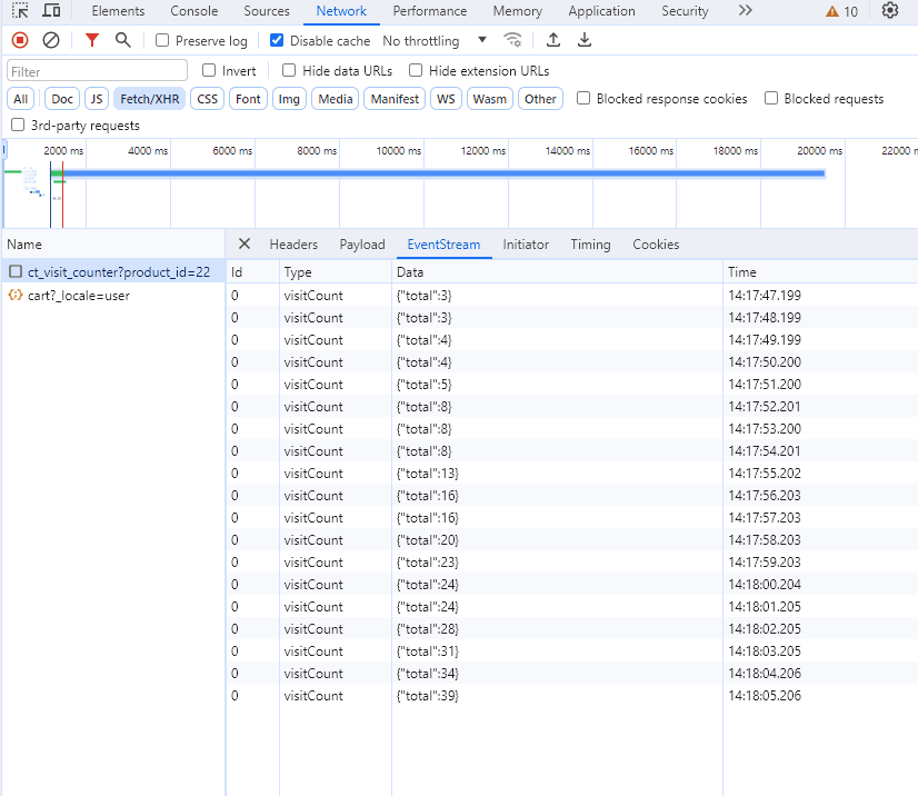App window with data
